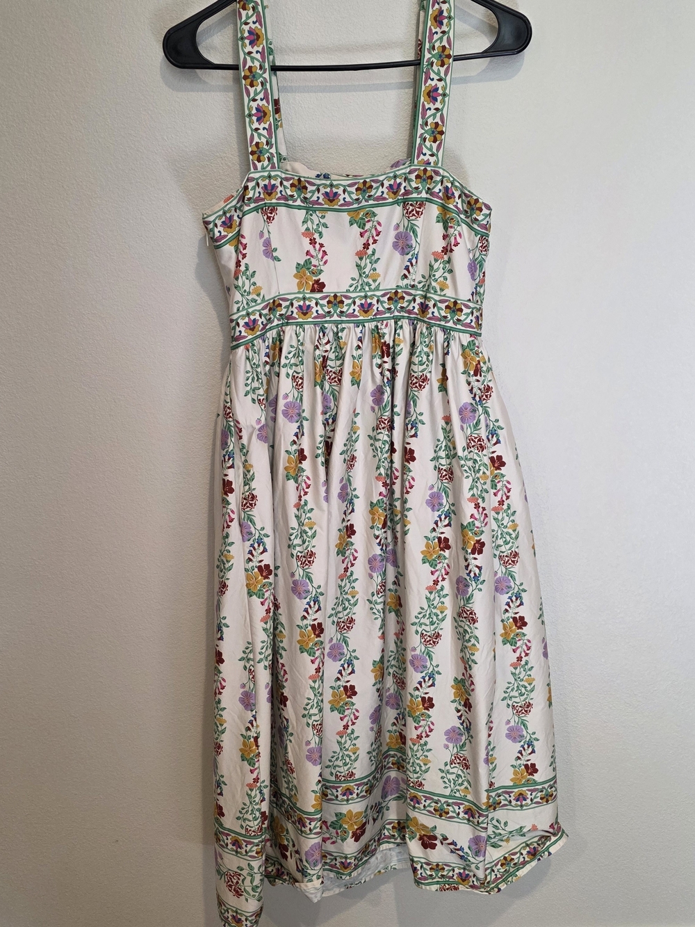 Boden Cream Floral Square-Neck Midi Dress - Picture 9 of 9